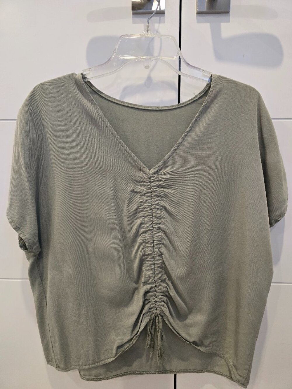 Italian made sage green bohemian top, size medium